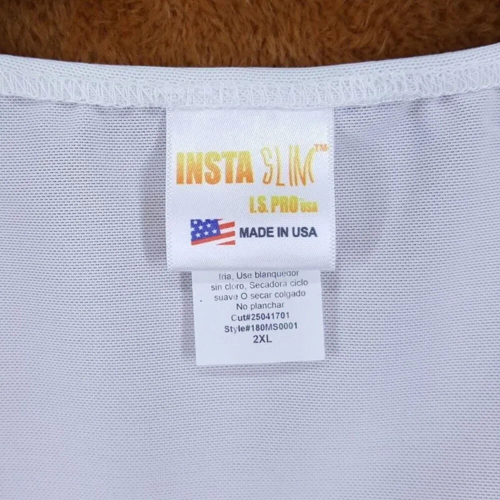 INSTA SLIM Shirt Mens 2XL White Compression Muscle Tank Power Mesh